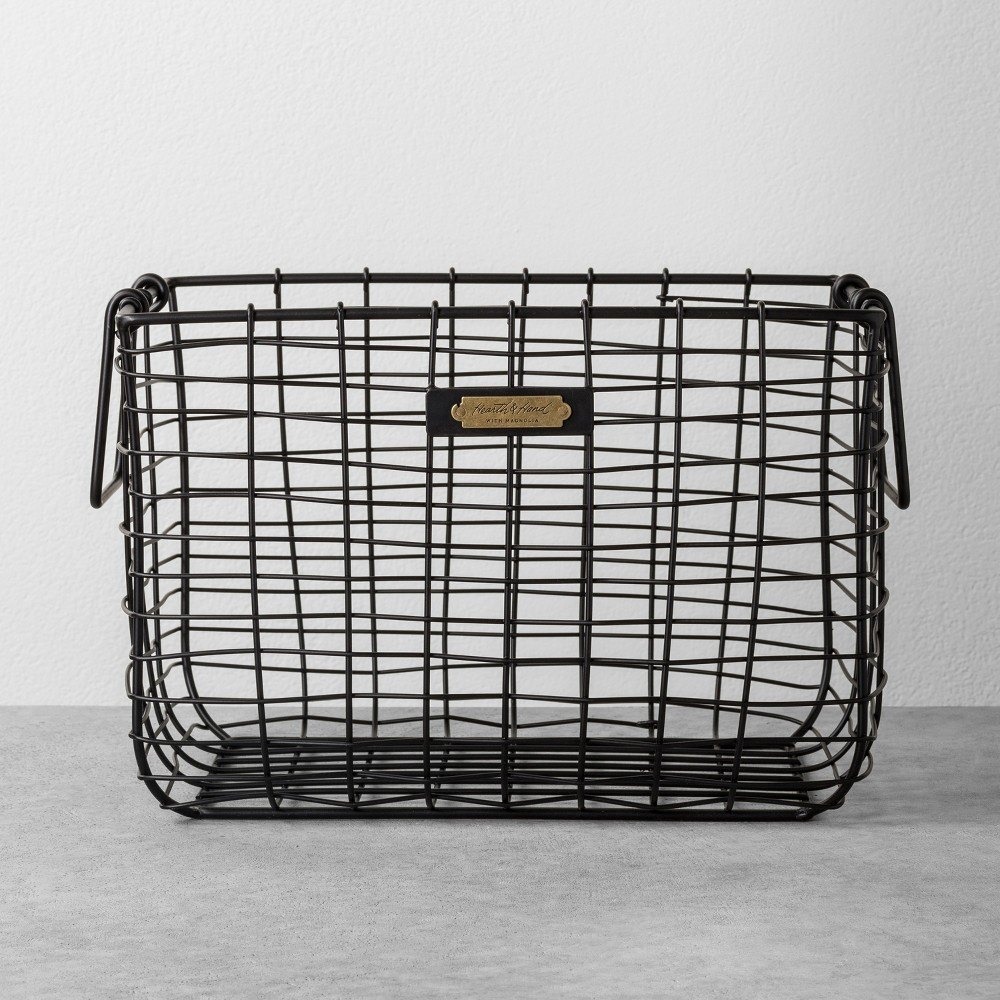 Medium Metal Wire Storage Basket Black - Hearth & Hand Magnolia, Target